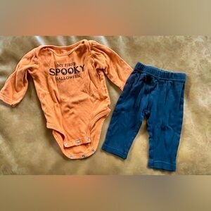 Carter's Orange Spooky Halloween Onesie Set 9 Month